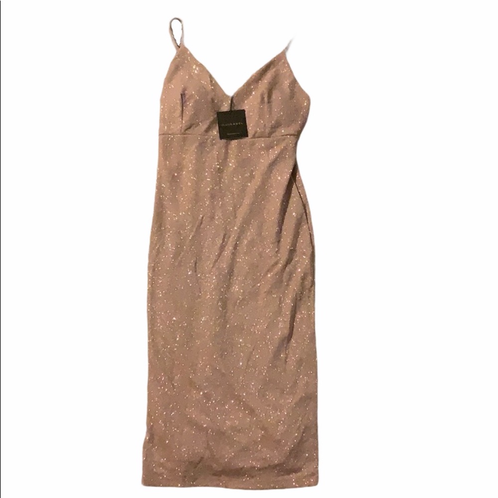 NWT JLUXLABEL Beige Shimmer Sparkle Dress